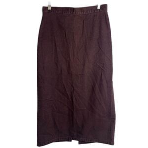 Honors Vintage 100% Cotton Brown Denim Like Maxi Length Aline Skirt Sz 12